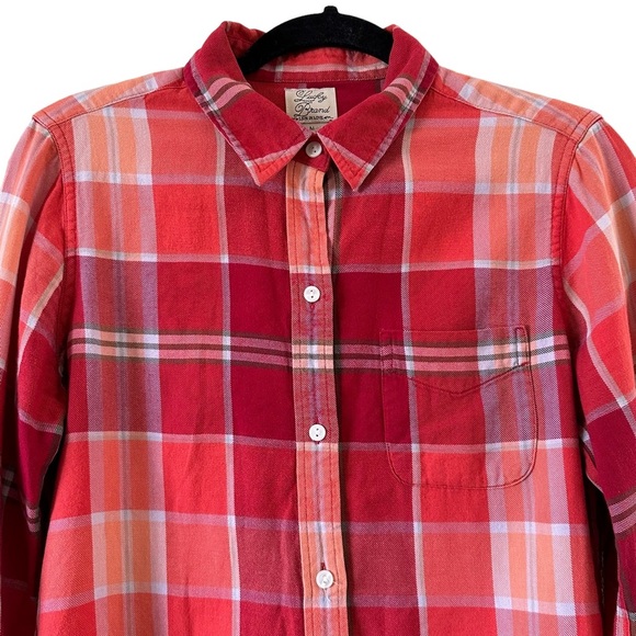 Lucky Brand Women’s Long Sleeves Plaid Shirt Multicolor Orange/Red Size M - Picture 2 of 9